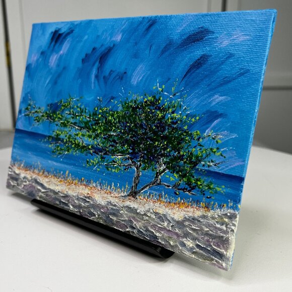 Storm Rolling In Original Acrylic Seascape Painting 5" x 7" Unframed - Picture 5 of 7